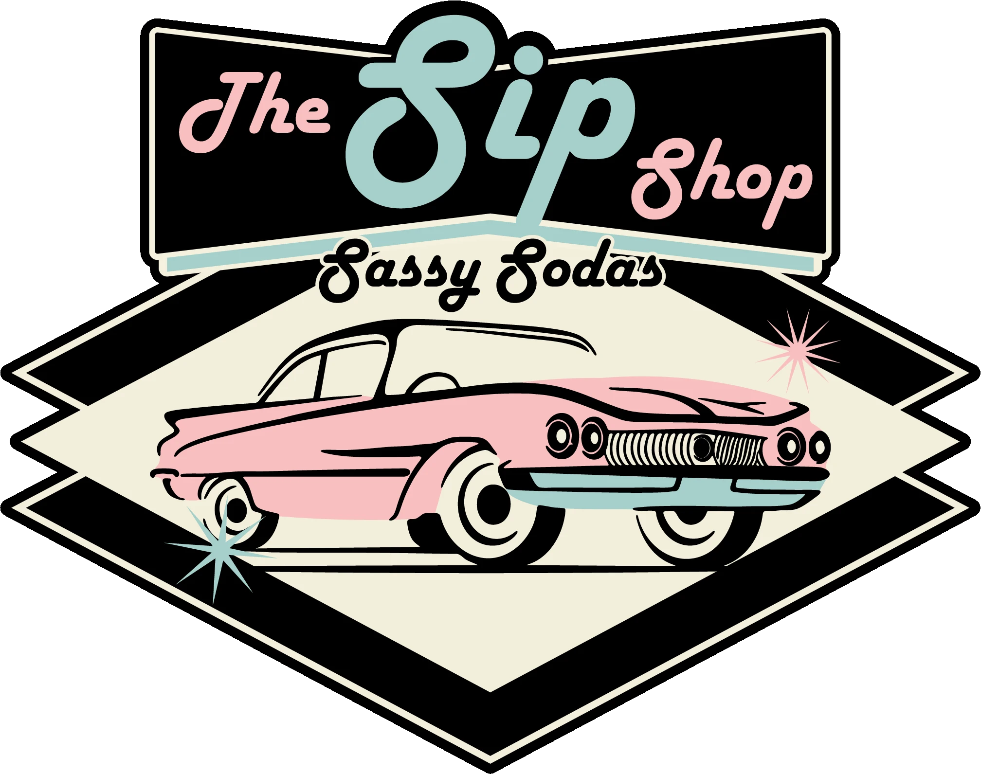 Retro vehicle logo of the Sip Shop: Sassy Sodas